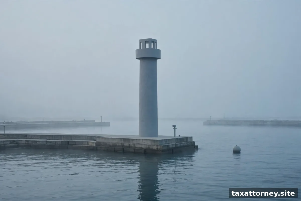 Minimal lighthouse concept symbolizing the estimated tax safe harbor