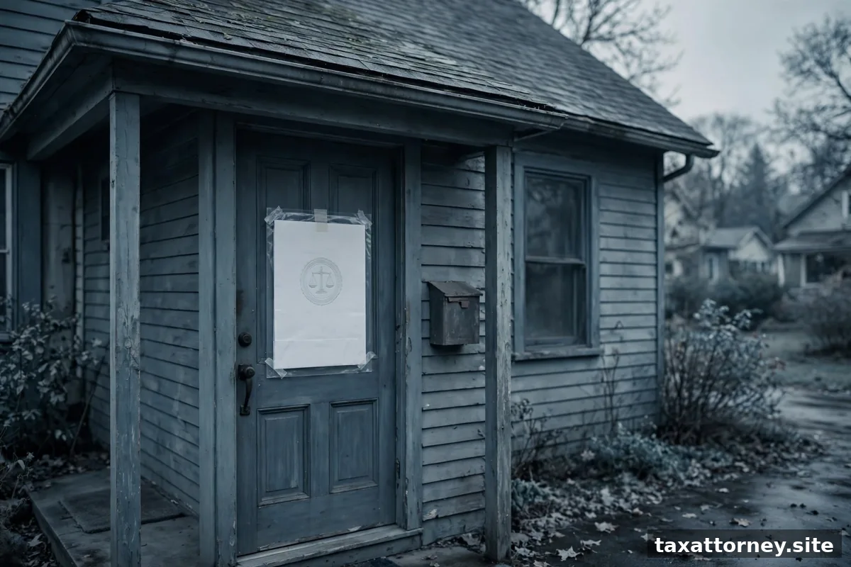 House with a lien notice concept