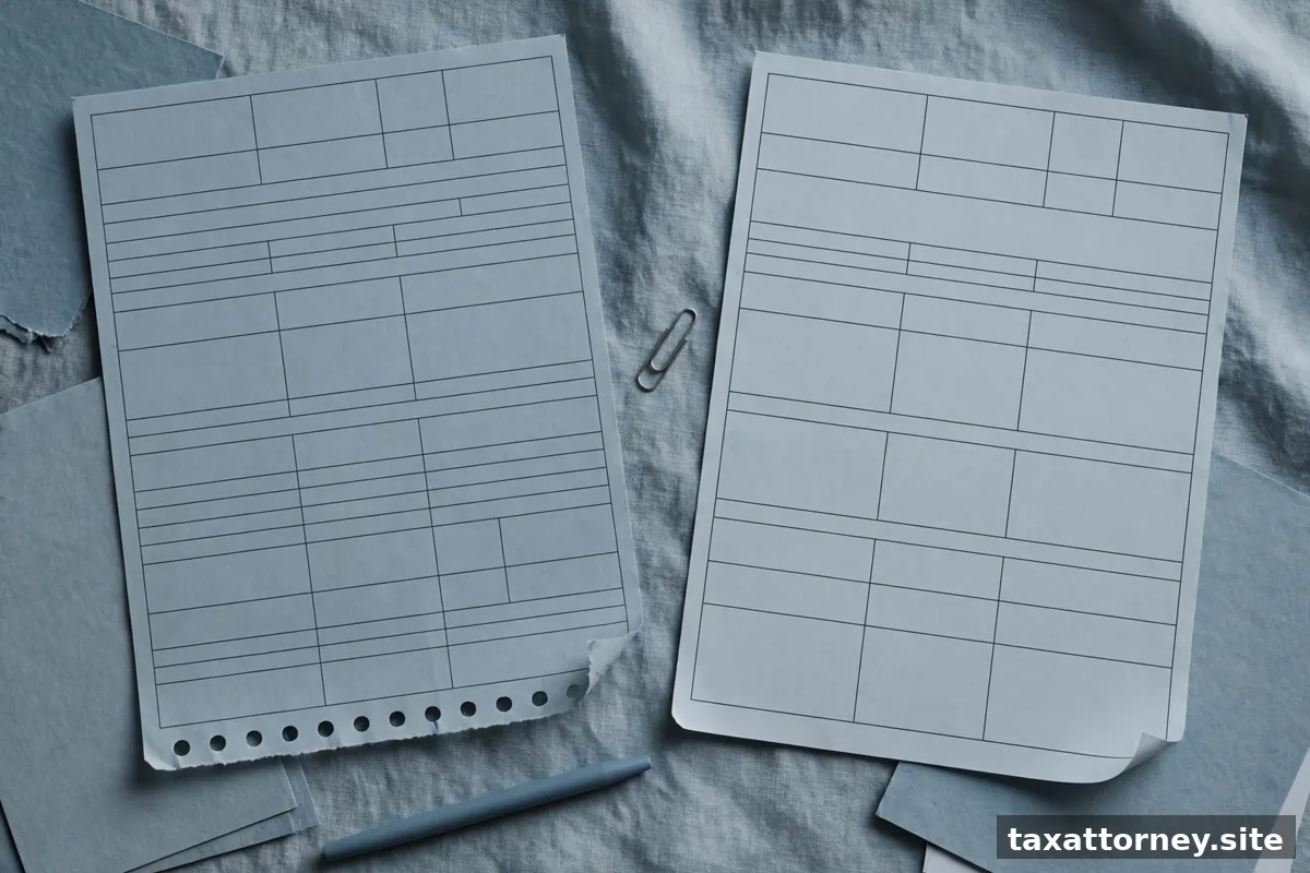 Tax forms comparison on a desk