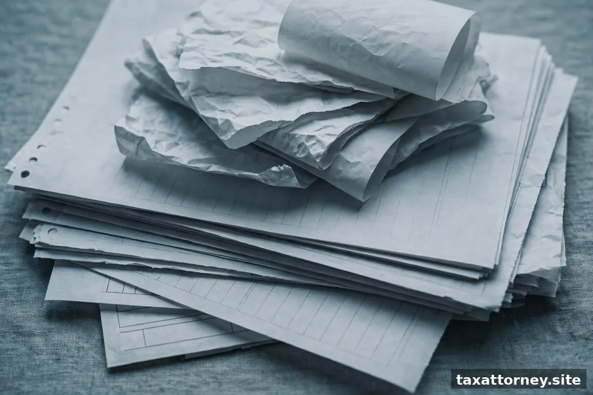 Stack of receipts and W-2 forms