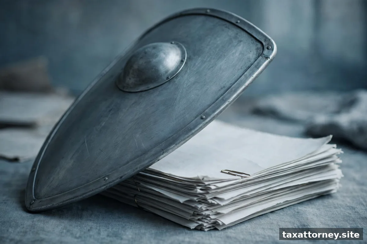 Shield protecting documents concept