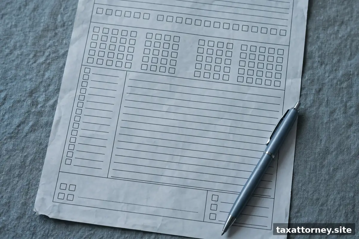 Tax election form with a pen resting on it