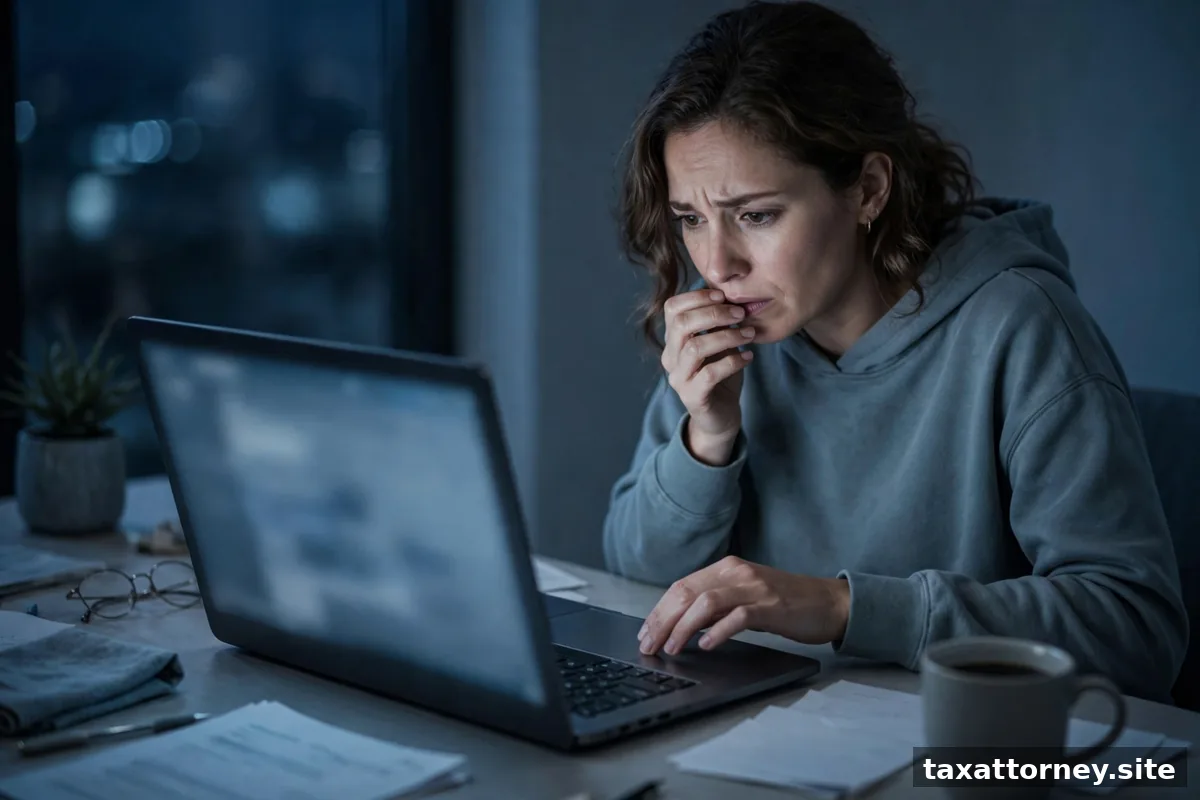 Person urgently paying taxes online