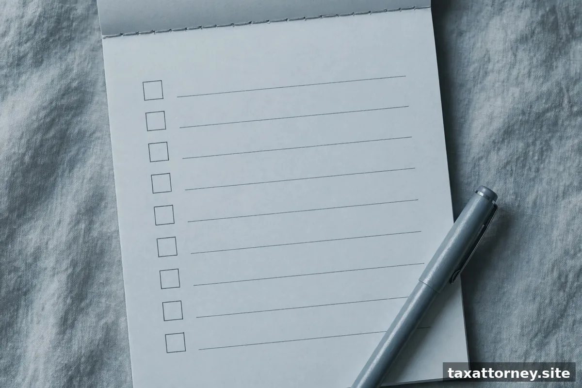 Notepad with a checklist and pen