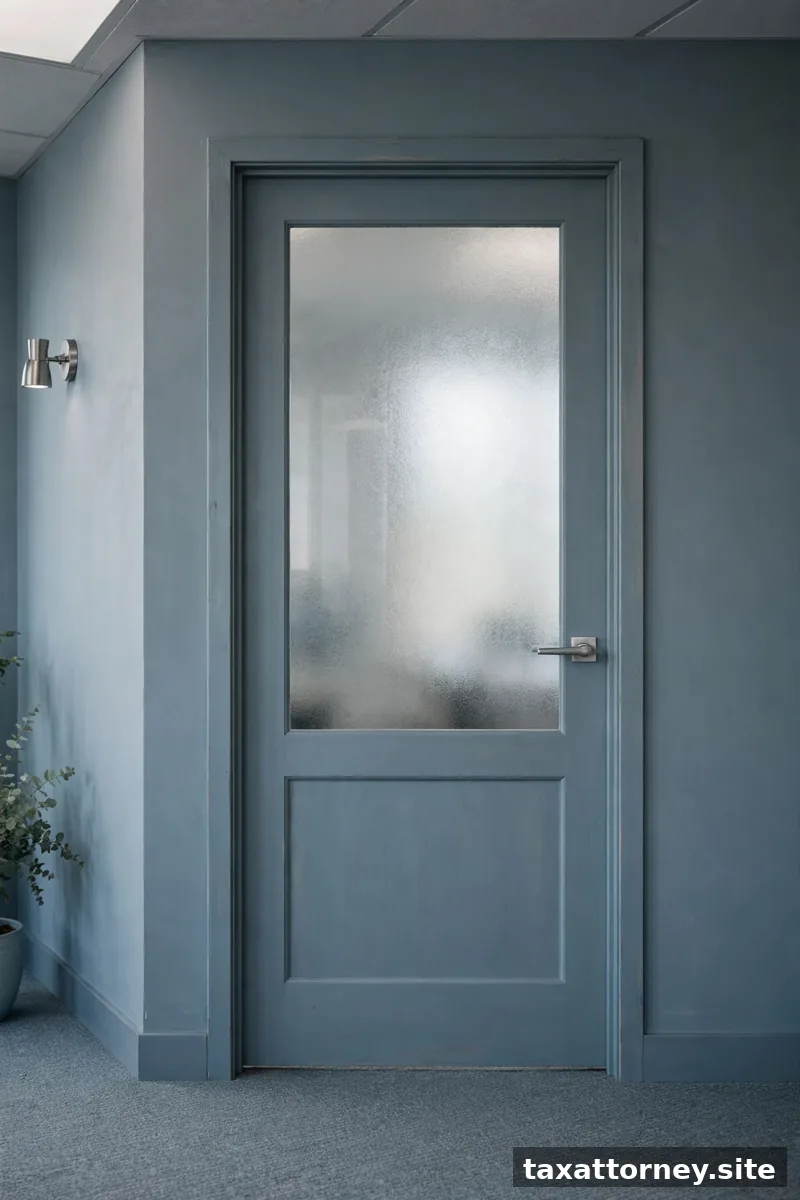 Office door with frosted glass