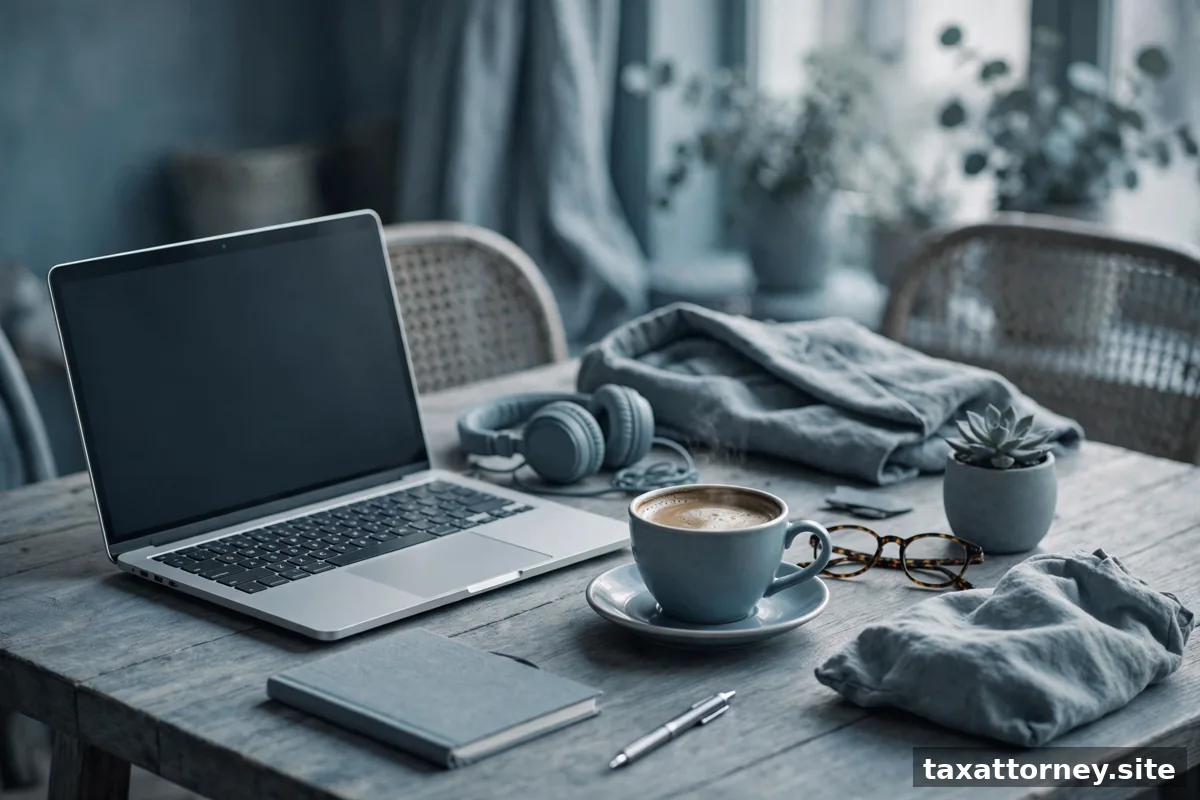 Digital nomad workspace with coffee and laptop