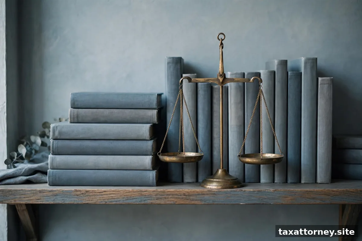 Law books and scales of justice on a shelf