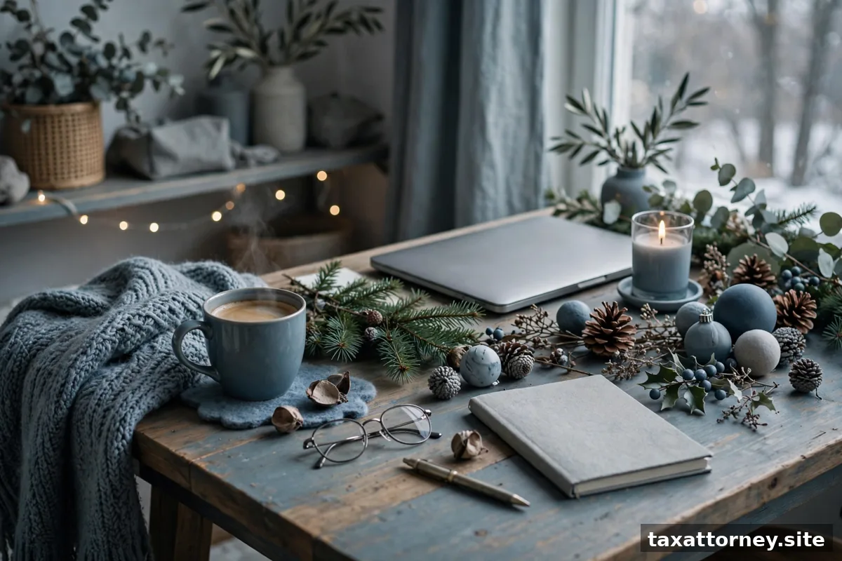 Holiday season home office desk